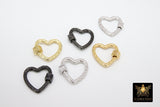 Gold Square Screw Clasps, Silver Textured Scroll Interlocking Necklace Connectors # 2633, Black Screw Clasp Carabiner