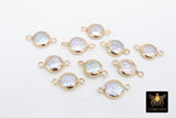 Freshwater Pearl Connectors, Gold Round Double Loop White Charms #2624, 9 x 16 mm Natural Shell Gold Edge Links