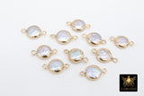 Freshwater Pearl Connectors, Gold Round Double Loop White Charms #2624, 9 x 16 mm Natural Shell Gold Edge Links