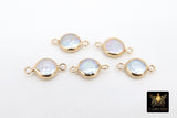 Freshwater Pearl Connectors, Gold Round Double Loop White Charms #2624, 9 x 16 mm Natural Shell Gold Edge Links