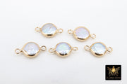Freshwater Pearl Connectors, Gold Round Double Loop White Charms #2624, 9 x 16 mm Natural Shell Gold Edge Links