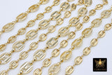 Pig Nose Chain, Unfinished Gold Flat Oval Sequin Chains CH #136, Large and Small Necklace Cable Chains