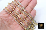 Paper Clip Chain, Unfinished Gold Soldered Chains CH #120, 14 mm Silver Rectangle Drawn Bracelet