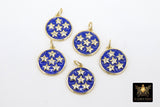 Blue Stars Charms, Gold and Royal Blue CZ Pave Round Stars Night Charms #2628, for Bracelets or Necklace Jewelry 15 x 17 mm