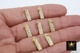 CZ Silver Love Words Charms, Small Gold Oblong Minimalist Dog Tags # 2642, Inspirational Bar 5 x 15 mm