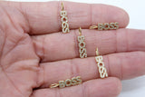 CZ Pave Love Words Charms, Tiny Gold Rectangle Minimalist Dog Tags #2642, Inspirational Bar 5 x 15 mm