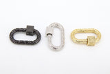 Heart Screw Clasps, Gold Filigree Engraved Interlocking Connector #2635, Silver Black Carabiner