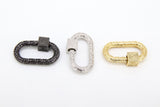 Oval Screw Clasps, Silver Textured Scroll Interlocking Necklace Connectors #2632, Black or Gold Carabiner