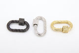Gold Square Screw Clasps, Silver Textured Scroll Interlocking Necklace Connectors # 2633, Black Screw Clasp Carabiner
