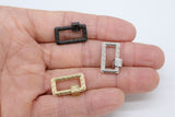 Gold Rectangle Screw Clasps, Silver Filigree Engraved Interlocking Connector #2631, Black Carabiner