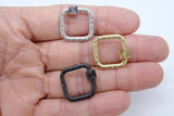 Gold Square Screw Clasps, Silver Textured Scroll Interlocking Necklace Connectors #2633, Black Screw Clasp Carabiner