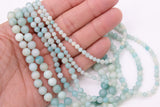 Natural Blue Amazonite Beads, Grade A Round Blue and White Beads BS #30, sizes 4 mm 6 mm 8 mm 15.75 inch Strands