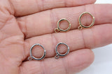 Smooth Lever back Round Ear Ring Parts, 12 mm or 14 mm Gold or Silver Hoop Huggie, AG 2496