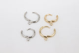 Smooth Lever back Round Ear Ring Parts, 12 mm or 14 mm Gold or Silver Hoop Huggie, AG 2496