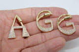 CZ Micro Pave Letter Screw Clasps, Large Gold Connector Links, Jewelry Carabiner Letters for Necklace #2603