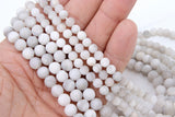 Natural White Agate Beads, Frosted Smooth Matte Agate Round Beads BS #36, sizes in 6 mm or 8 mm 15 inch Strands