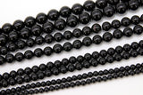 Natural Black Agate Beads, Smooth Shiny Round Black Beads BS# 28, Grade A in sizes 4 mm 6 mm 8mm 10mm
