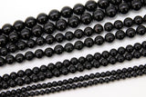 Natural Black Agate Beads, Smooth Shiny Round Black Beads BS #28, Grade A in sizes 4 mm 6 mm 8mm 10mm