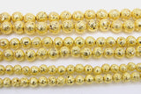 Gold Plated Lava Rock Beads, Metallic Textured Beads BS #43, sizes 6 mm 8 mm 10 mm in 15.4 inch Strands