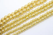 Gold Plated Lava Rock Beads, Metallic Textured Beads BS #43, sizes 6 mm 8 mm 10 mm in 15.4 inch Strands