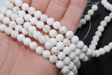 Natural Magnesite Beads, Smooth Round White Beige Stone Beads BS# 8, sizes in 4 mm 6 mm 8 m 10 mm 15.75 inch Strands