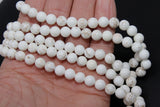 Natural Magnesite Beads, Smooth Round White Beige Stone Beads BS #8, sizes in 4 mm 6 mm 8 m 10 mm 15.75 inch Strands