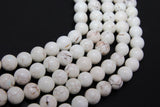 Natural Magnesite Beads, Smooth Round White Beige Stone Beads BS #8, sizes in 4 mm 6 mm 8 m 10 mm 15.75 inch Strands