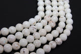 Natural Magnesite Beads, Smooth Round White Beige Stone Beads BS# 8, sizes in 4 mm 6 mm 8 m 10 mm 15.75 inch Strands