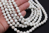 Natural Magnesite Beads, Smooth Round White Beige Stone Beads BS #8, sizes in 4 mm 6 mm 8 m 10 mm 15.75 inch Strands