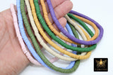 6mm Clay Flat Beads, Heishi beads in Polymer Clay Disc CB #86, Assorted Colors in FULL 16 inch Strands