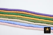 6mm Clay Flat Beads, Heishi beads in Polymer Clay Disc CB #86, Assorted Colors in FULL 16 inch Strands