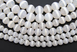DZI White Stripe Beads, Natural Tibetian Smooth Round Band Beads BS #35, sizes 6 mm 8 mm or 10 mm 15 inch Strands - 8 mm / 1 Strand