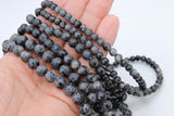 Natural Labradorite Beads, Smooth Shiny Round Black Gray Beads BS #34, size 6mm