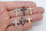 CZ Micro Pave Cross Connector, Cross Links for Bracelet or Necklace, Gold Silver Black Clear Cubic Zirconia