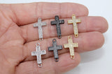 Gold CZ Micro Pave Cross Connector, Silver Cross Links for Bracelet or Necklace #152, Black Clear Cubic Zirconia Beads