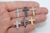 Gold CZ Micro Pave Cross Connector, Silver Cross Links for Bracelet or Necklace #152, Black Clear Cubic Zirconia Beads