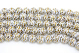 Gold and White Beads, Shimmery Smooth Tiger Stripe Beads BS #47, sizes 10 mm 11 inch Strands