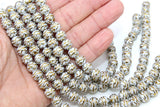 Gold and White Beads, Shimmery Smooth Tiger Stripe Beads BS #47, sizes 10 mm 11 inch Strands