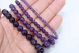 Natural Amethyst Beads, Smooth Round Purple Beads BS #49-A, sizes 6 mm 8 inch Strands