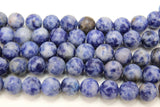 White and Blue Jasper Beads, Royal Sky Blue Spotted Round Beads BS# 53, sizes 8 mm 15.75 inch Strands