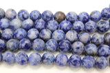 White and Blue Jasper Beads, Royal Sky Blue Spotted Round Beads BS #53, sizes 8 mm 15.75 inch Strands