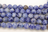 White and Blue Jasper Beads, Royal Sky Blue Spotted Round Beads BS# 53, sizes 8 mm 15.75 inch Strands
