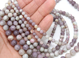 Natural Pink Tourmaline Beads Strands, Smooth Round Pink White Lavender Blended Beads BS #62, sizes in 6