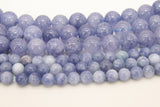 Natural Blue Quartz Beads, Smooth Baby Blue Gray Round Beads BS# 67, sizes in 6 mm or 10 mm 15.75 inch Strands