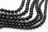 Natural Black Obsidian Beads, Smooth Shiny Round Black Beads BS #77, Grade AA sizes 6 mm 8mm or 10mm