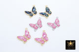 Gold Black Butterfly Connector, 2 Pcs CZ Micro Pink Silver Shell Butterflies #401, African Monmouth Butterfly