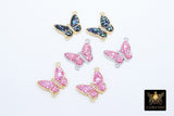 Gold Black Butterfly Connector, 2 Pcs CZ Micro Pink Silver Shell Butterflies # 401, African Monmouth Butterfly