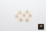 CZ Micro Pave Gold Star Charms, Silver Mini Star Dangles #14, Cubic Zirconia Small Mini Stars