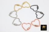 Gold Heart Screw Clasps, Small Silver Connector Claw #2659, Black Necklace and Bracelet Links