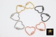 Gold Heart Screw Clasps, Large Silver Connector Claw #2657, Black or Rose Gold Necklace and Bracelet Links